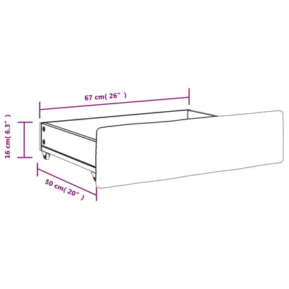 Gavetas de cama 2pcs derivados de madeira e tecido cinza-escuro