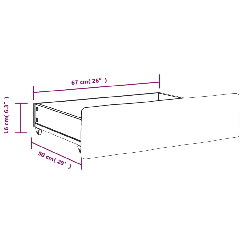 Gavetas de cama 2pcs derivados de madeira e veludo cinza-escuro