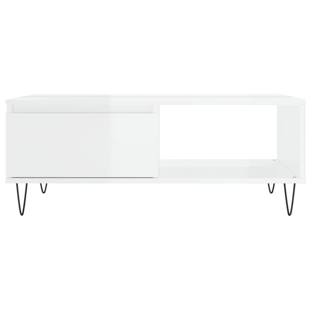 Mesa de centro 90x60x35cm derivados de madeira branco brilhante