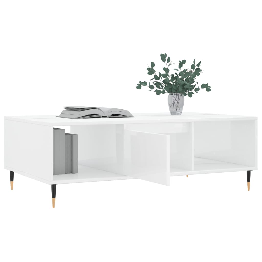 Mesa de centro 104x60x35 cm derivados madeira branco brilhante