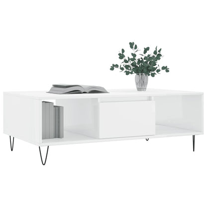 Mesa de centro 104x60x35 cm derivados madeira branco brilhante