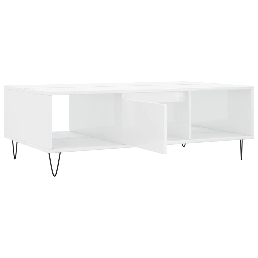 Mesa de centro 104x60x35 cm derivados madeira branco brilhante