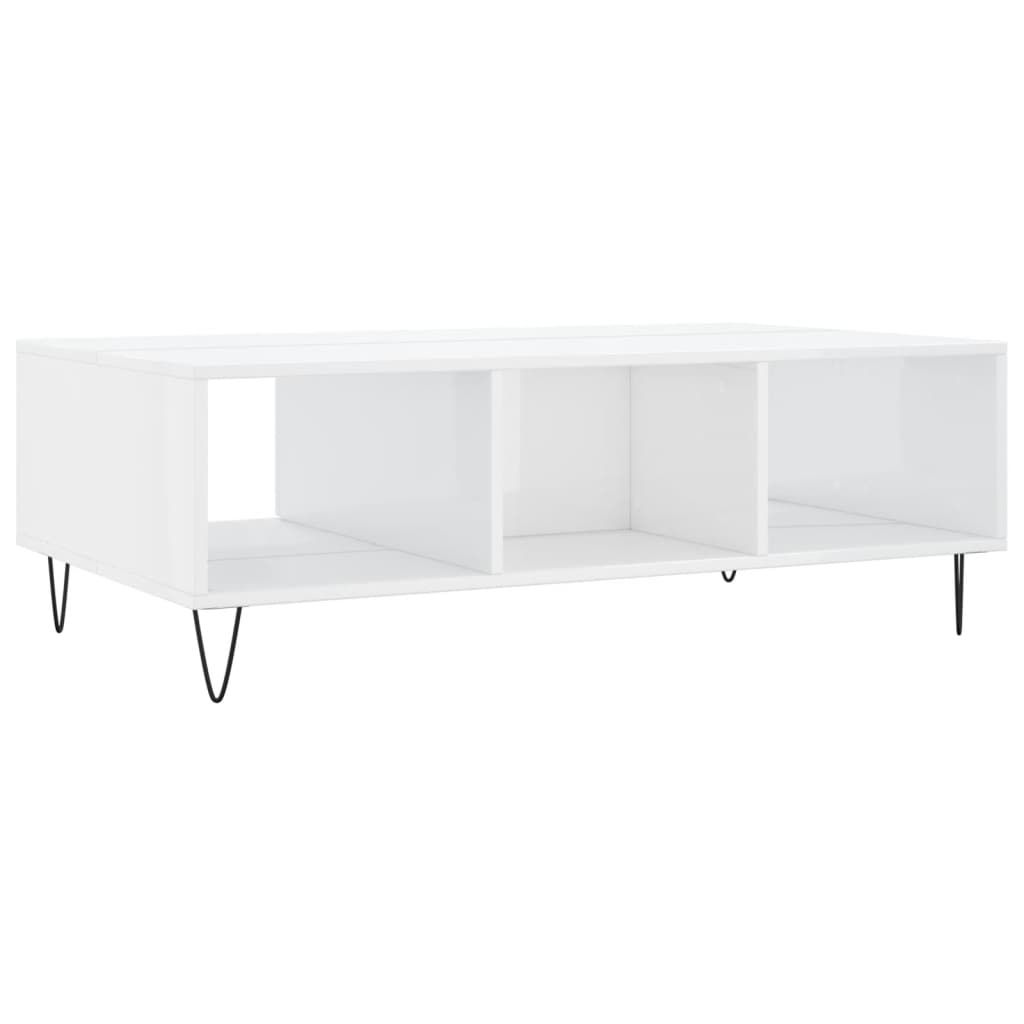 Mesa de centro 104x60x35 cm derivados madeira branco brilhante