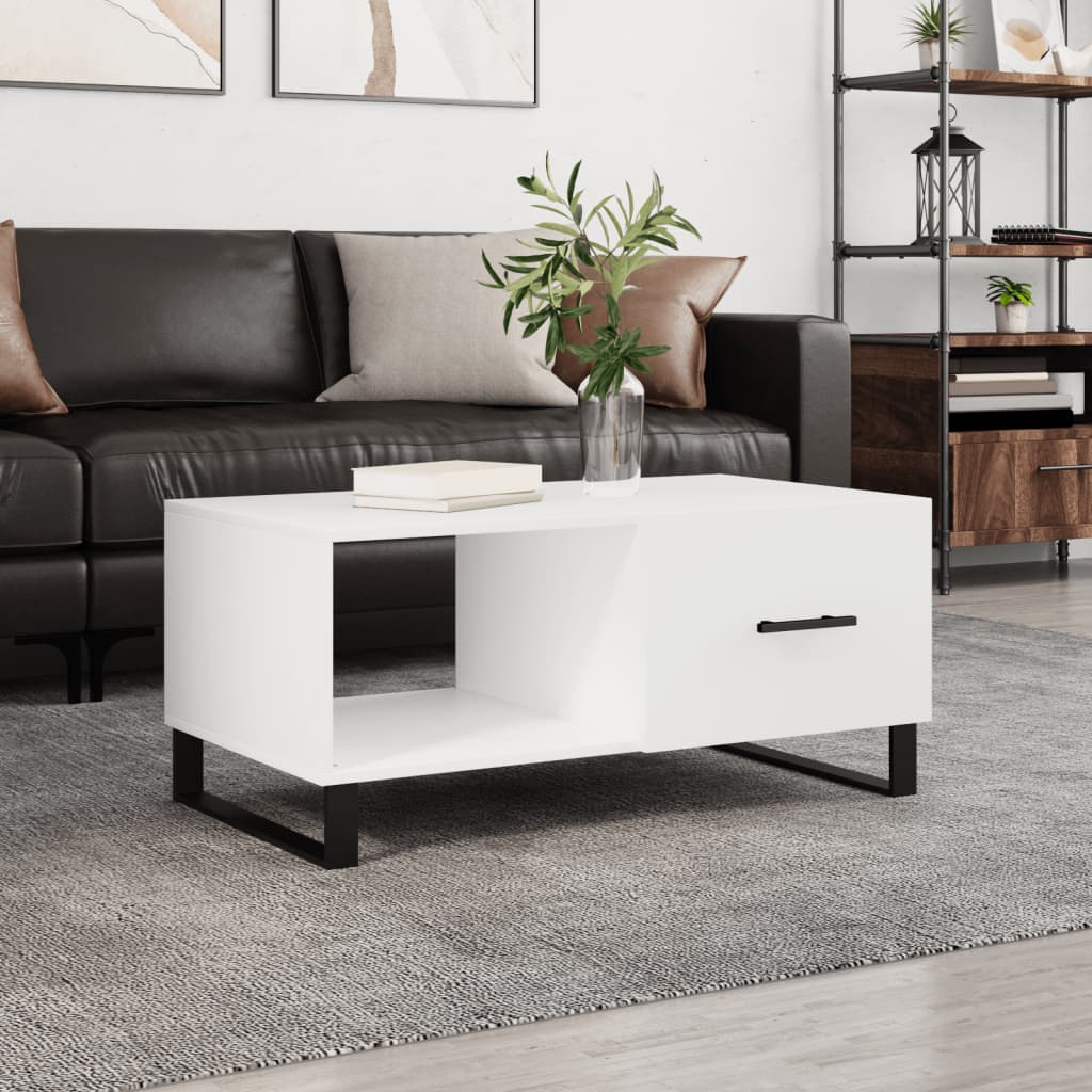 Mesa de Centro Portucale de 90cm - Branco Mate - Design Moderno