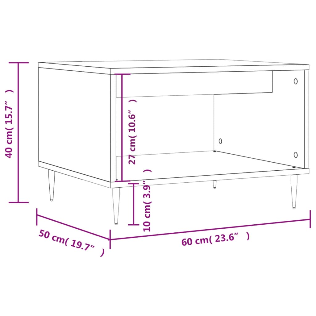 Mesa de centro 60x50x40 cm derivados de madeira branco