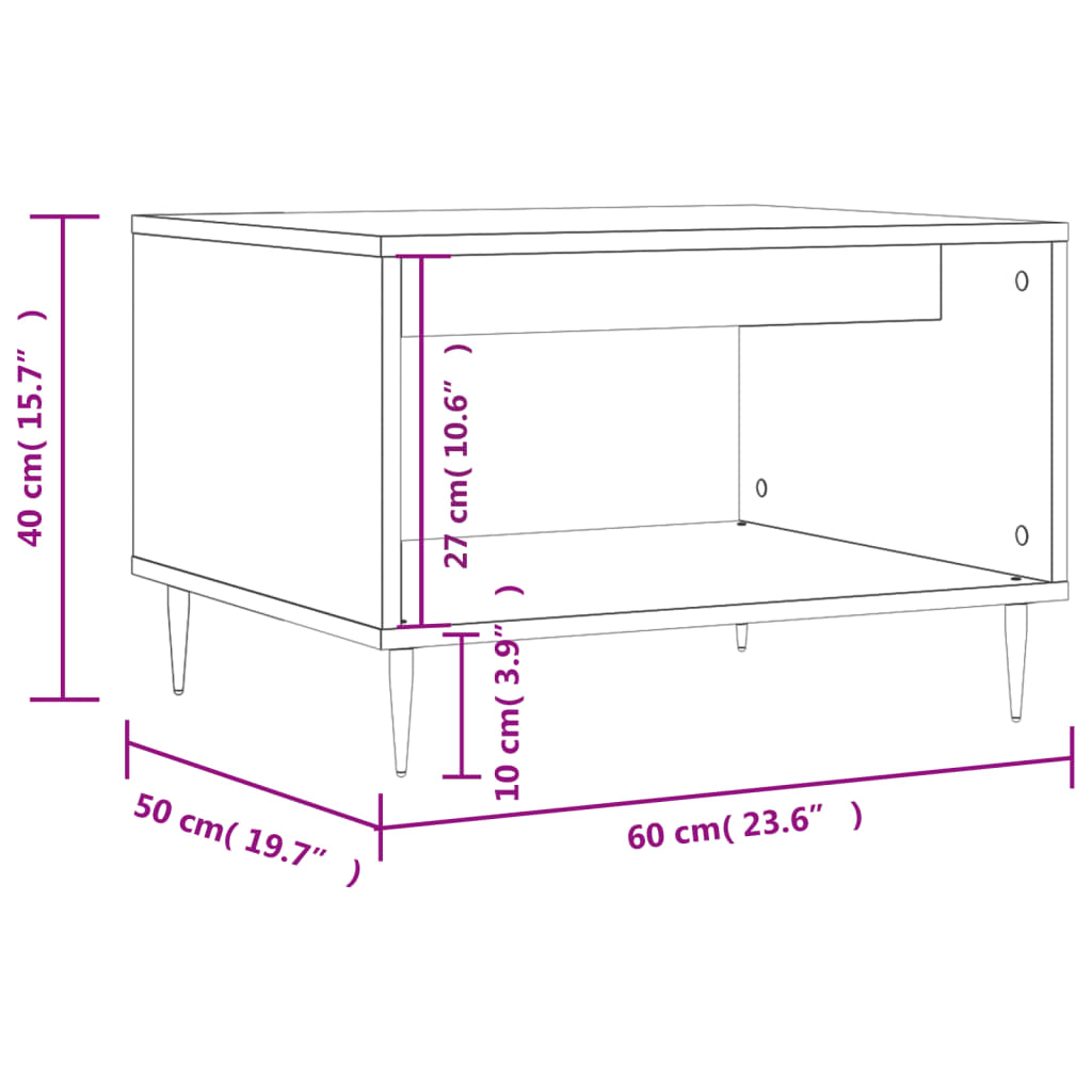 Mesa de centro 60x50x40 cm derivados de madeira cinzento sonoma