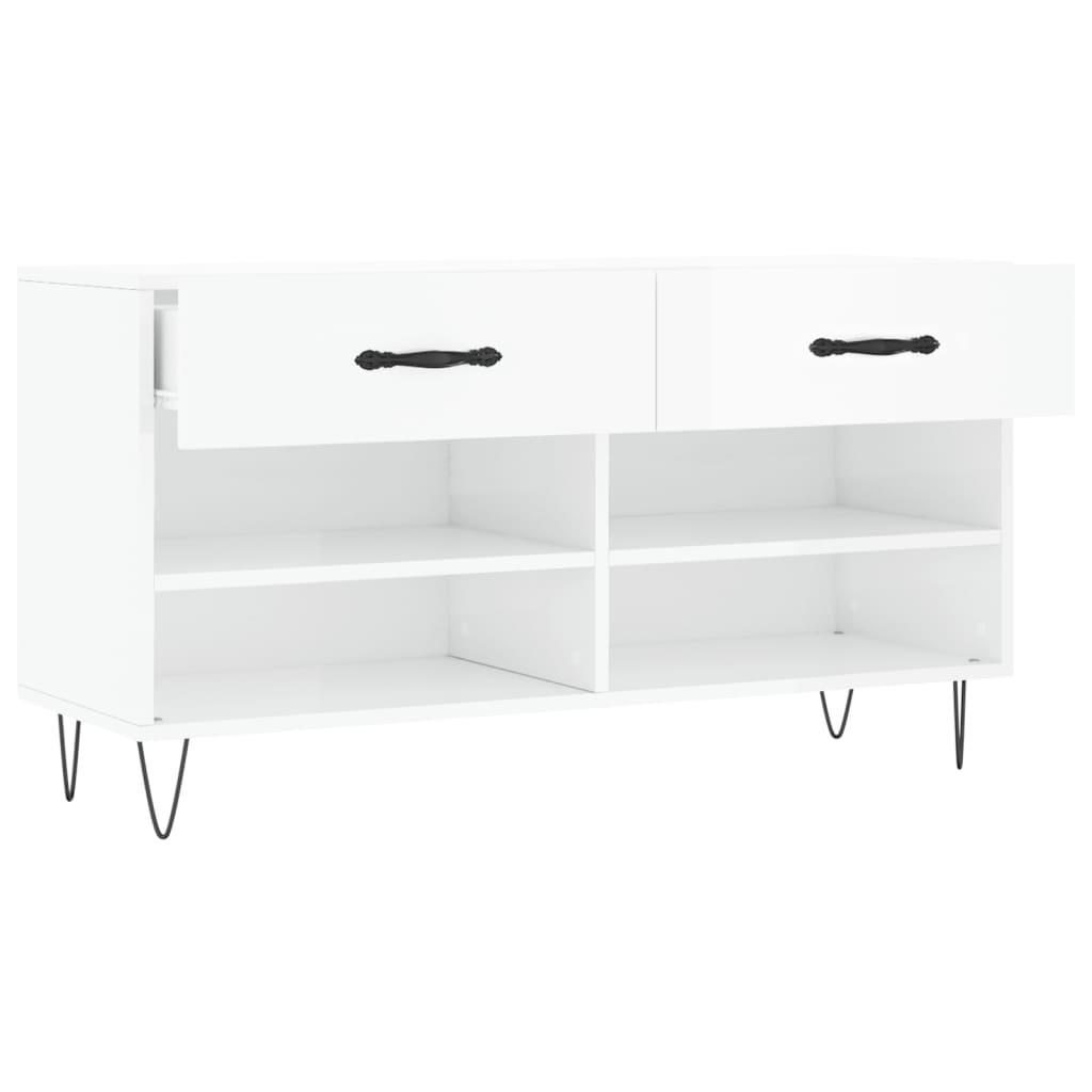 Banco sapateira 102x35x55 cm derivados madeira branco brilhante