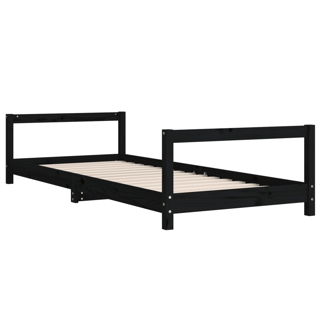 Estrutura de cama infantil 80x200 cm pinho maciço preto