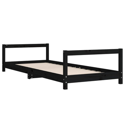 Estrutura de cama infantil 90x200 cm pinho maciço preto