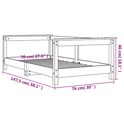 Estrutura de cama infantil 70x140 cm pinho maciço branco