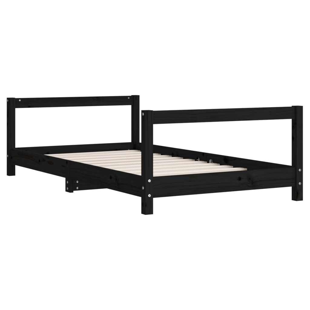 Estrutura de cama infantil 80x160 cm pinho maciço preto