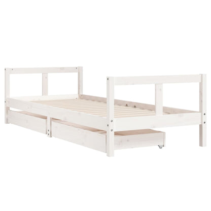 Estrutura cama infantil c/ gavetas 80x200cm pinho maciço branco