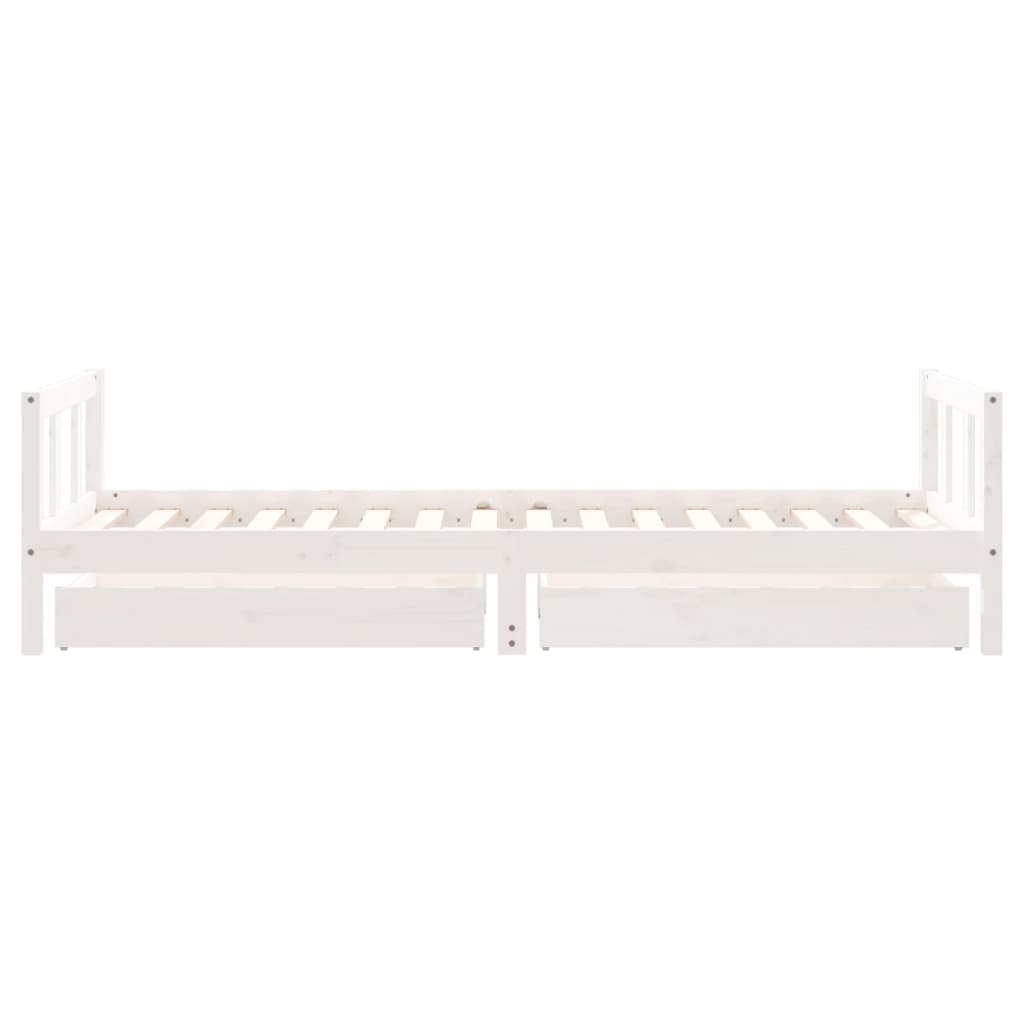 Estrutura cama infantil c/ gavetas 90x200cm pinho maciço branco