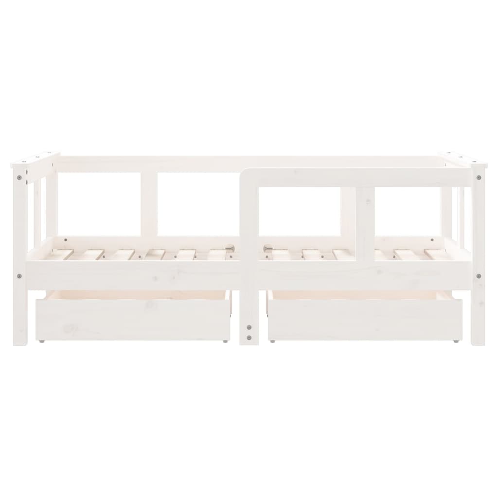 Estrutura cama infantil c/ gavetas 70x140cm pinho maciço branco