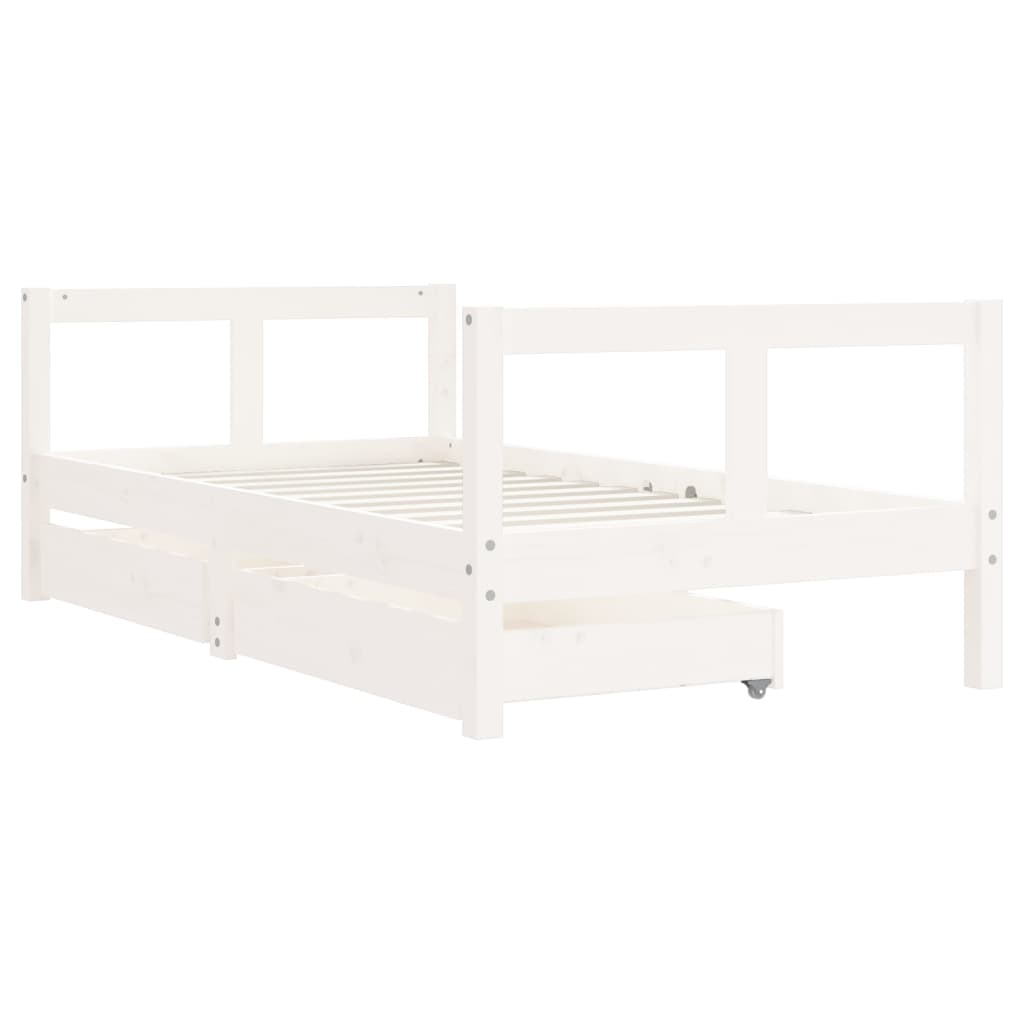 Estrutura cama infantil c/ gavetas 80x160cm pinho maciço branco