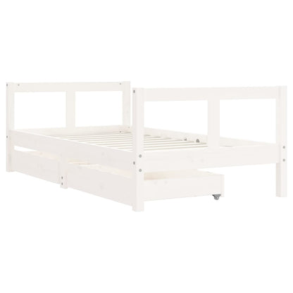 Estrutura cama infantil c/ gavetas 80x160cm pinho maciço branco