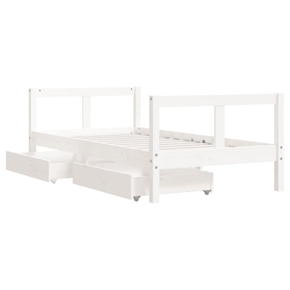 Estrutura cama infantil c/ gavetas 80x160cm pinho maciço branco