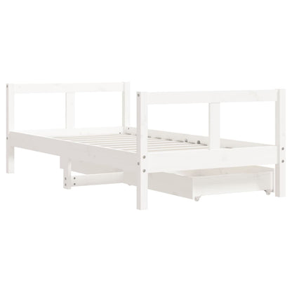 Estrutura cama infantil c/ gavetas 80x160cm pinho maciço branco