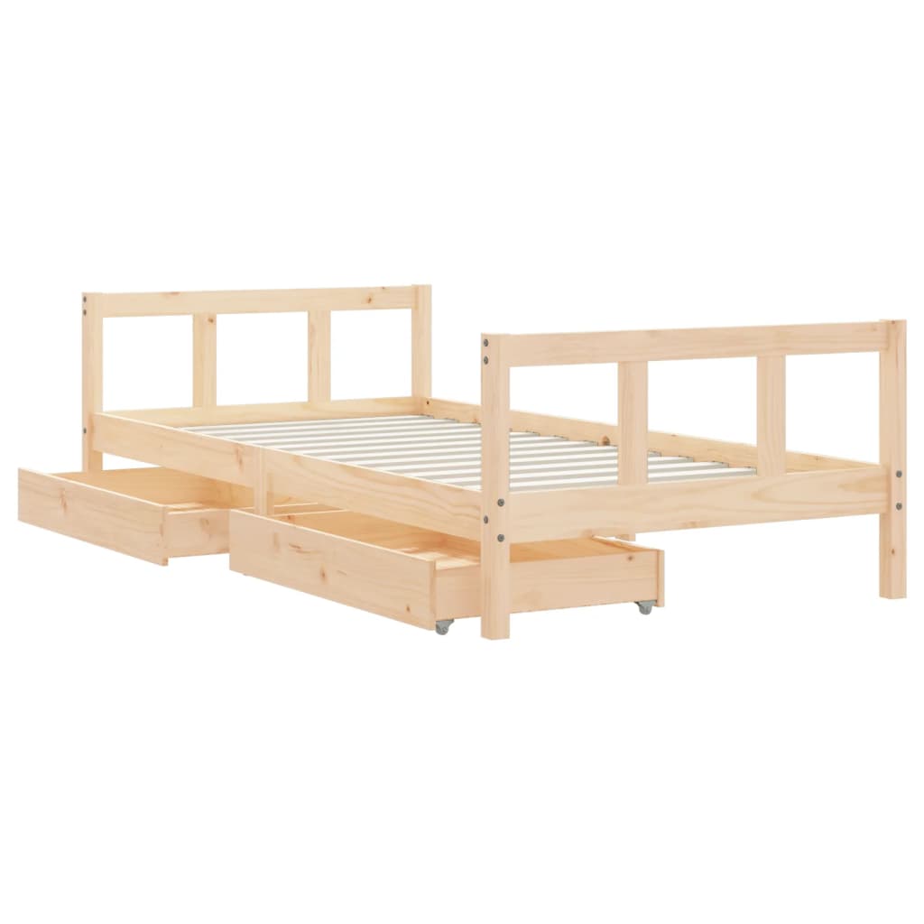 Estrutura de cama infantil c/ gavetas 90x190 cm pinho maciço