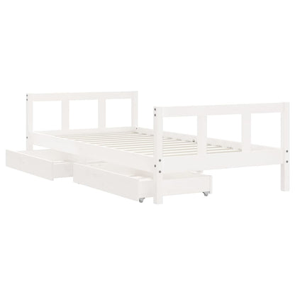 Estrutura cama infantil c/ gavetas 90x190cm pinho maciço branco