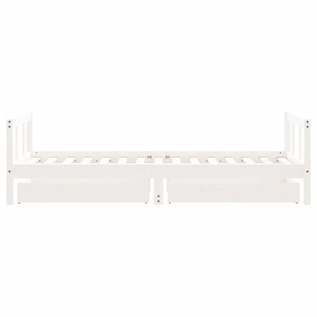 Estrutura cama infantil c/ gavetas 90x190cm pinho maciço branco