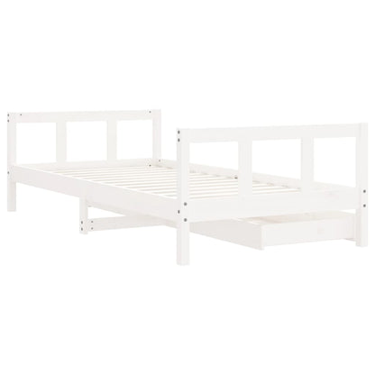 Estrutura cama infantil c/ gavetas 90x190cm pinho maciço branco