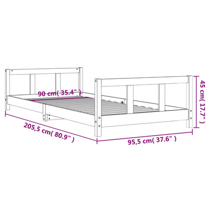 Estrutura de cama infantil 90x200 cm pinho maciço