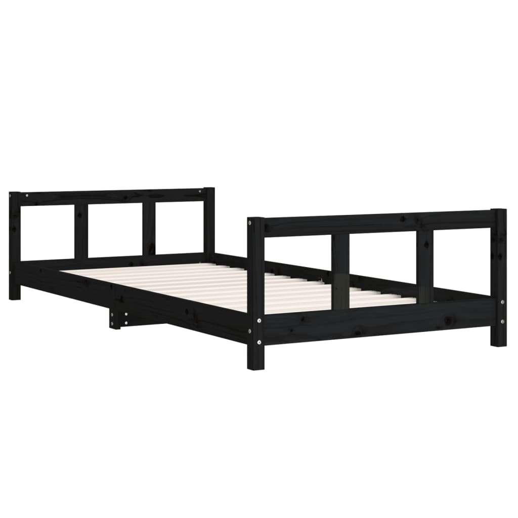 Estrutura de cama infantil 90x200 cm pinho maciço preto