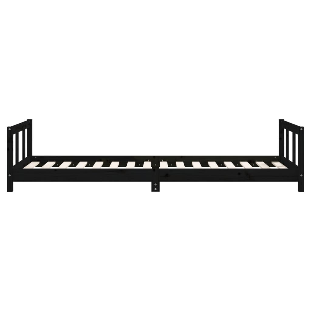 Estrutura de cama infantil 90x200 cm pinho maciço preto