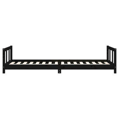 Estrutura de cama infantil 90x200 cm pinho maciço preto