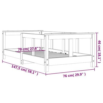 Estrutura de cama infantil 70x140 cm pinho maciço branco