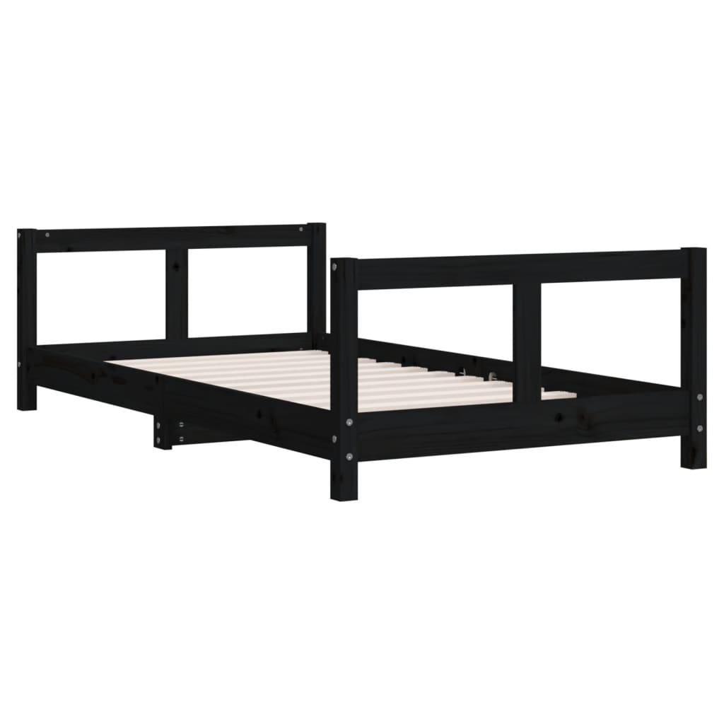 Estrutura de cama infantil 80x160 cm pinho maciço preto