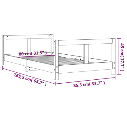 Estrutura de cama infantil 80x160 cm pinho maciço preto