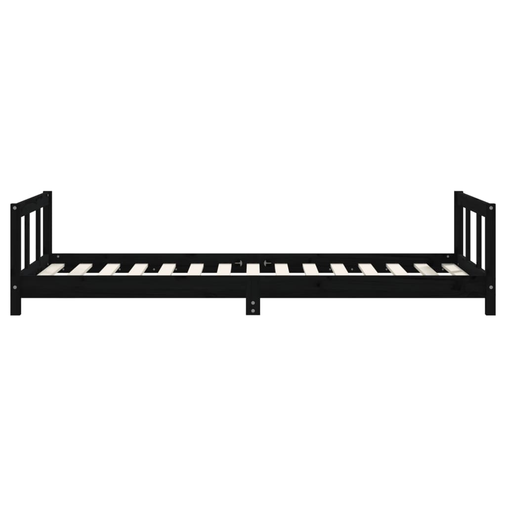 Estrutura de cama infantil 90x190 cm pinho maciço preto