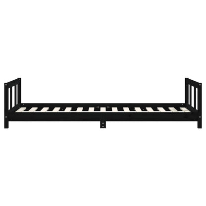 Estrutura de cama infantil 90x190 cm pinho maciço preto