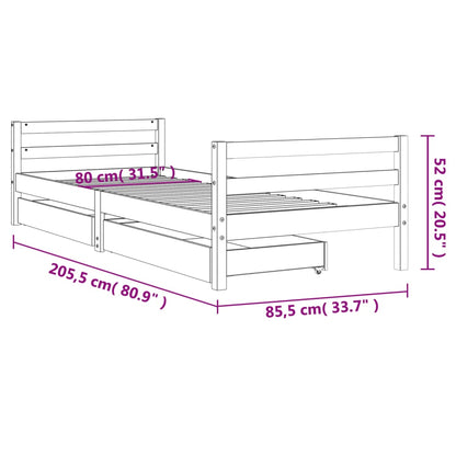 Estrutura de cama infantil c/ gavetas 80x200 cm pinho maciço