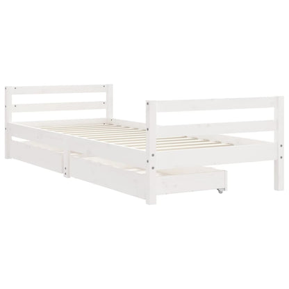 Estrutura cama infantil c/ gavetas 80x200cm pinho maciço branco