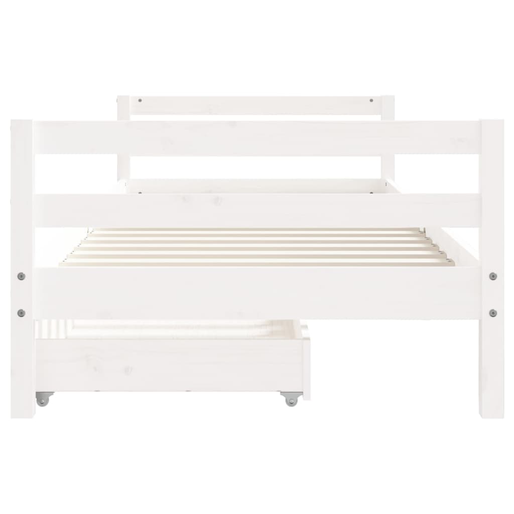 Estrutura cama infantil c/ gavetas 80x200cm pinho maciço branco