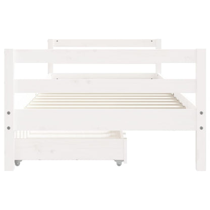 Estrutura cama infantil c/ gavetas 80x200cm pinho maciço branco