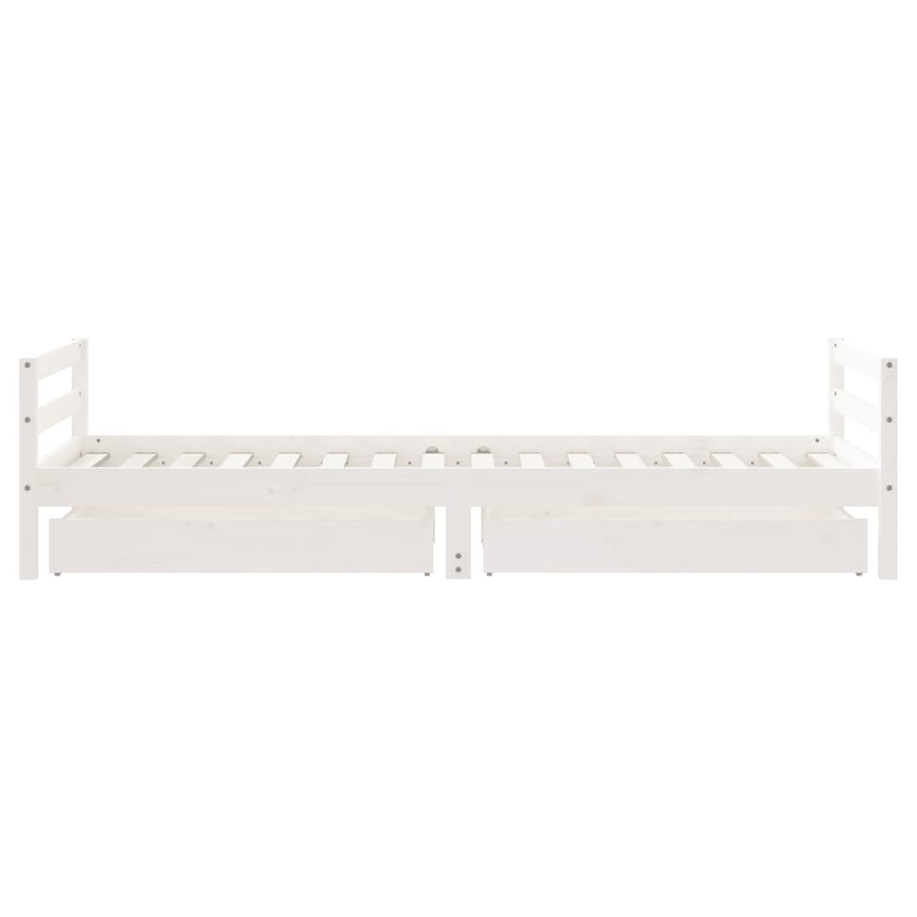 Estrutura cama infantil c/ gavetas 80x200cm pinho maciço branco