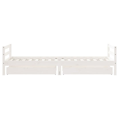 Estrutura cama infantil c/ gavetas 80x200cm pinho maciço branco