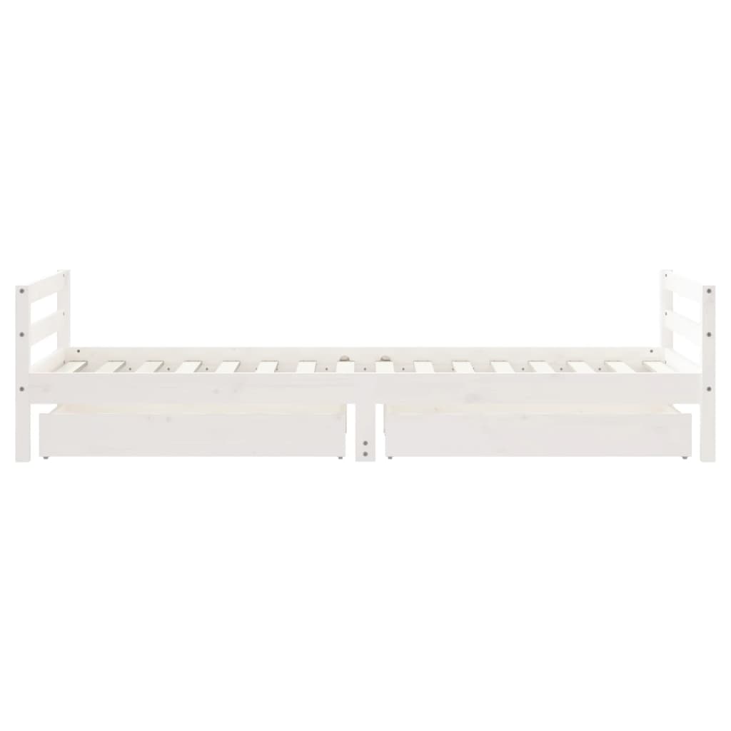 Estrutura cama infantil c/ gavetas 90x200cm pinho maciço branco