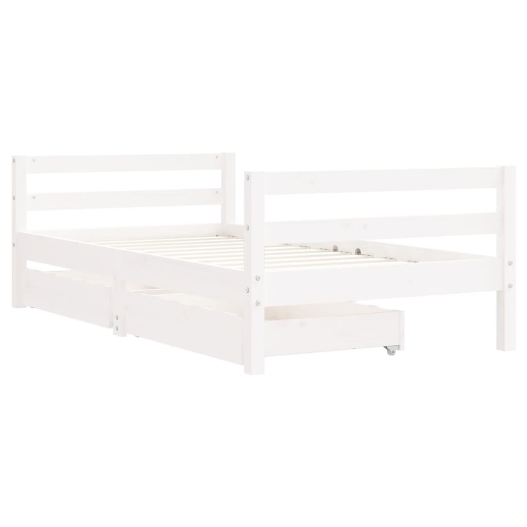 Estrutura cama infantil c/ gavetas 80x160cm pinho maciço branco