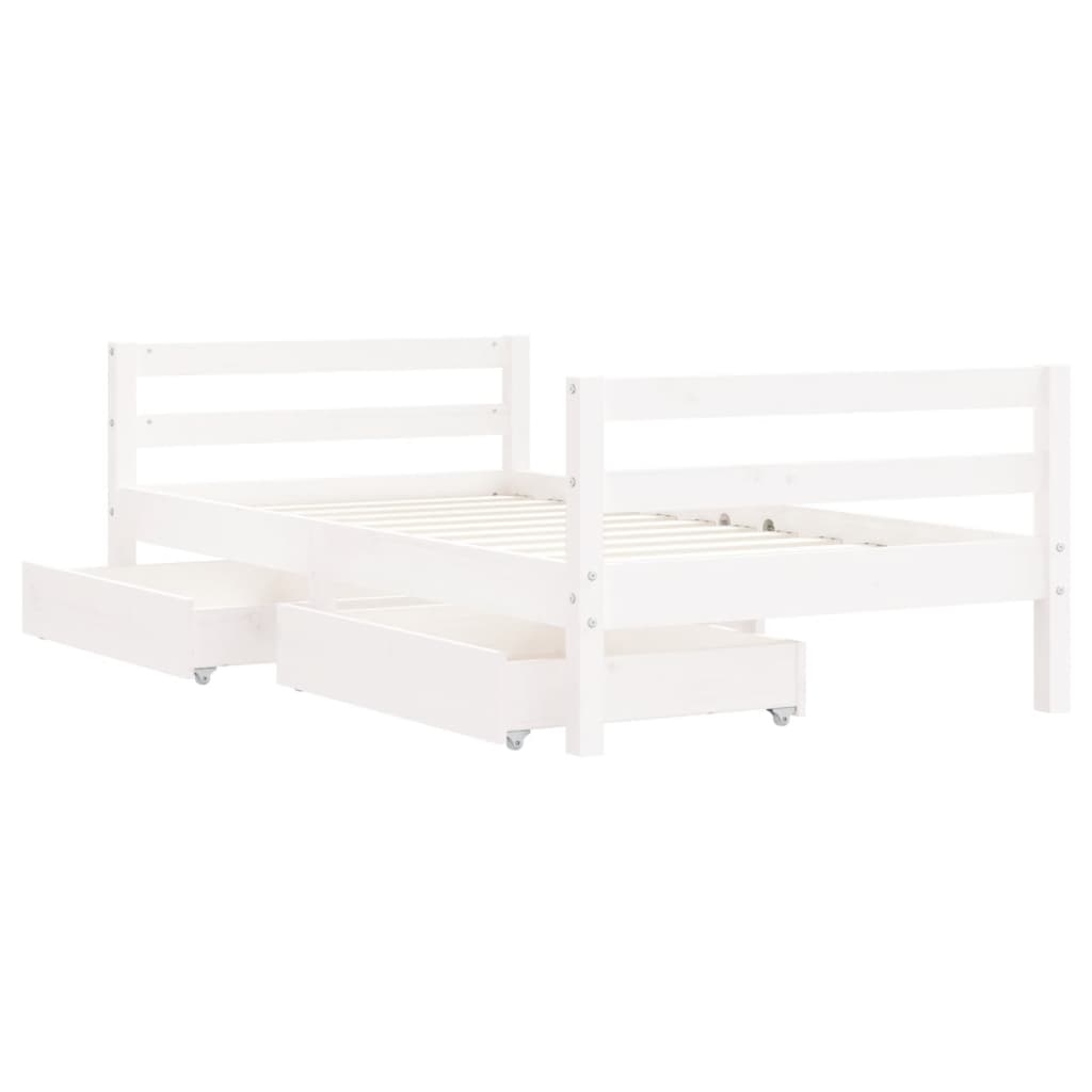 Estrutura cama infantil c/ gavetas 80x160cm pinho maciço branco