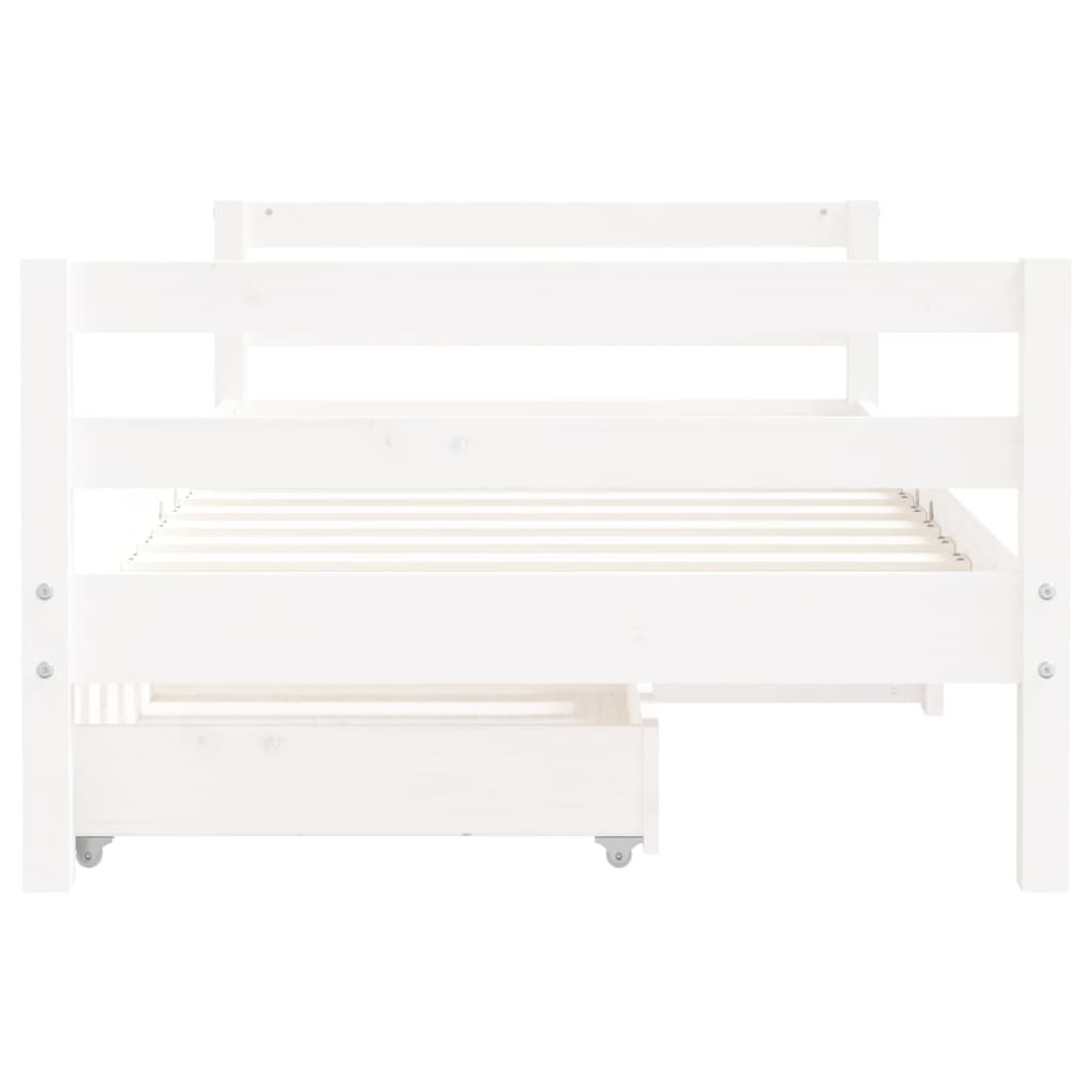 Estrutura cama infantil c/ gavetas 80x160cm pinho maciço branco