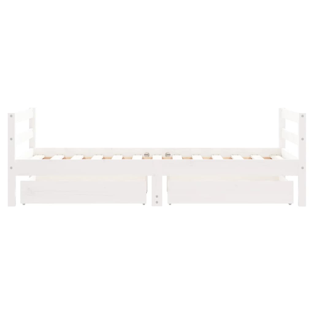 Estrutura cama infantil c/ gavetas 80x160cm pinho maciço branco