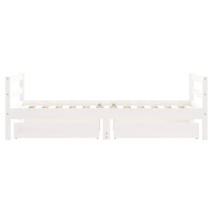 Estrutura cama infantil c/ gavetas 80x160cm pinho maciço branco