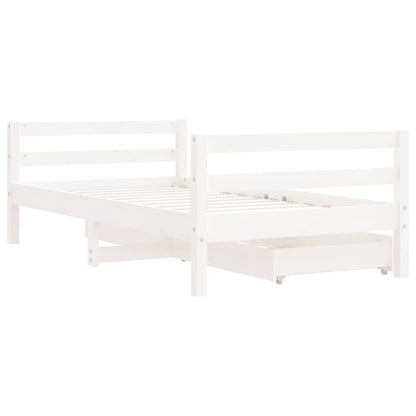 Estrutura cama infantil c/ gavetas 80x160cm pinho maciço branco