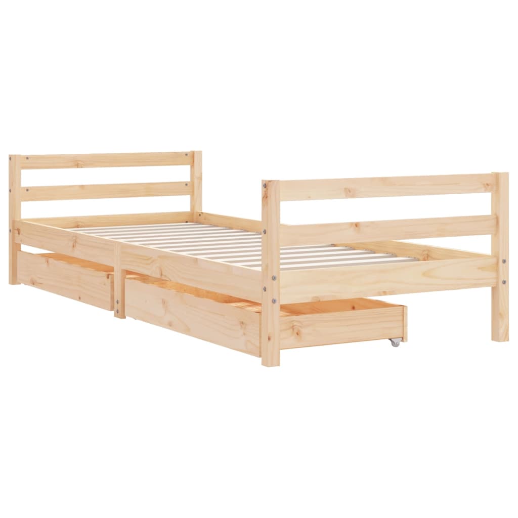 Estrutura de cama infantil c/ gavetas 90x190 cm pinho maciço