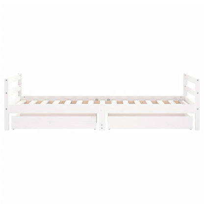 Estrutura cama infantil c/ gavetas 90x190cm pinho maciço branco